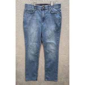 Lee Jeans Womens 16 Long Blue‎ Regular Fit Straight Distressed Denim Workwear